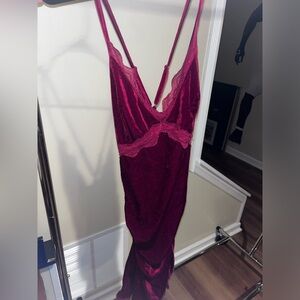 Cider Burgundy Lace Mini Dress with crisscross back